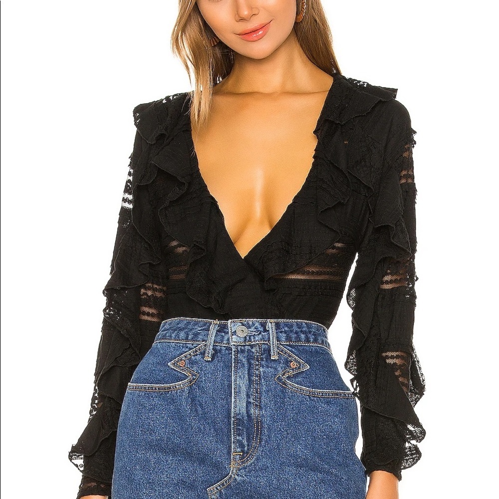 Tularosa Pointelle Black bodysuit